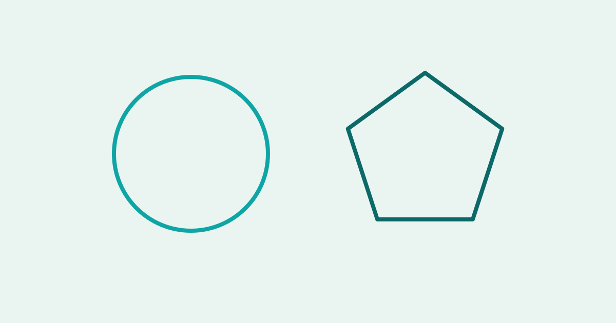 A circle and a polygon side by side, comparing circumference with perimeter.